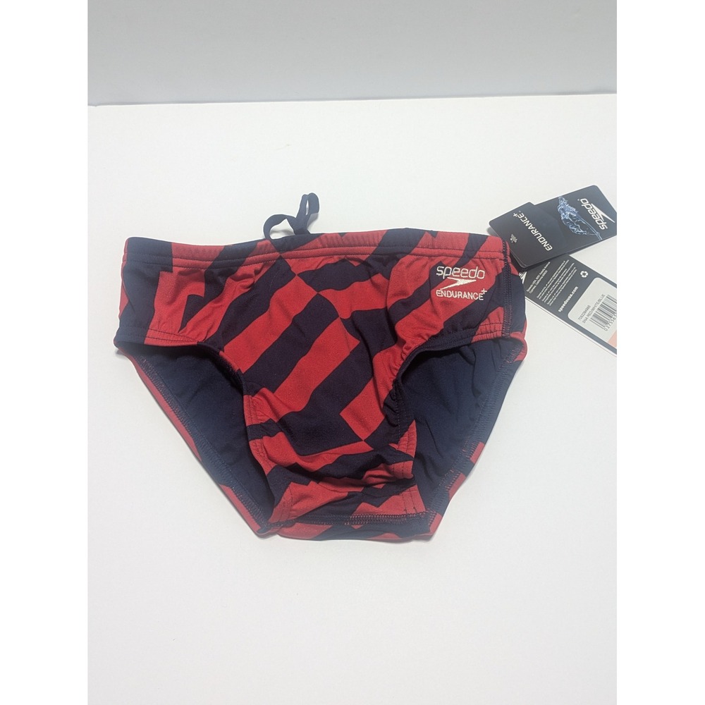 Speedo Mens Vortex Maze Brief Swimsuit Red Navy Blue 28